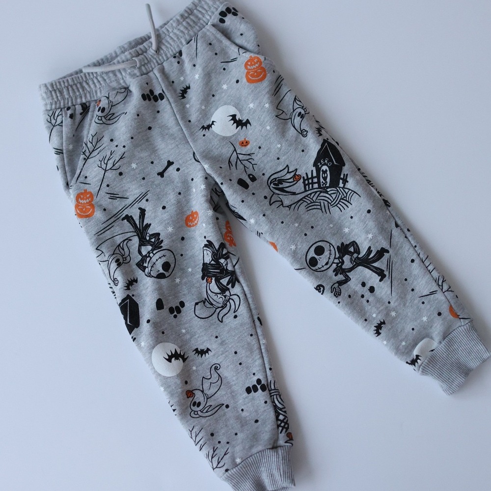Disney Jack Skellington Halloween Joggers Pants Kids 3T‎ Gray Orange Black